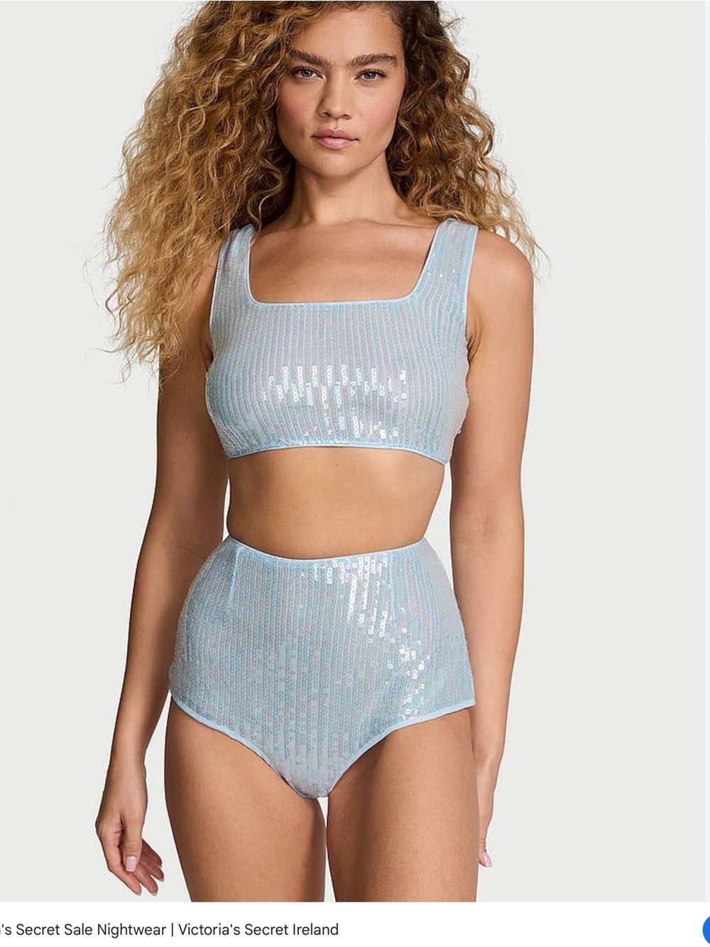 Victoria's Secret Light Blue Sequin Bandeau Top and bottoms